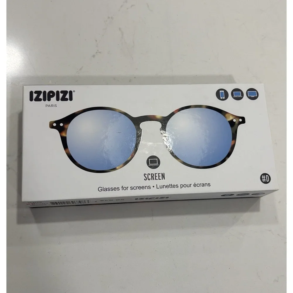 New in Box Izipizi #D Brown Tortoise Screen Glasses +0